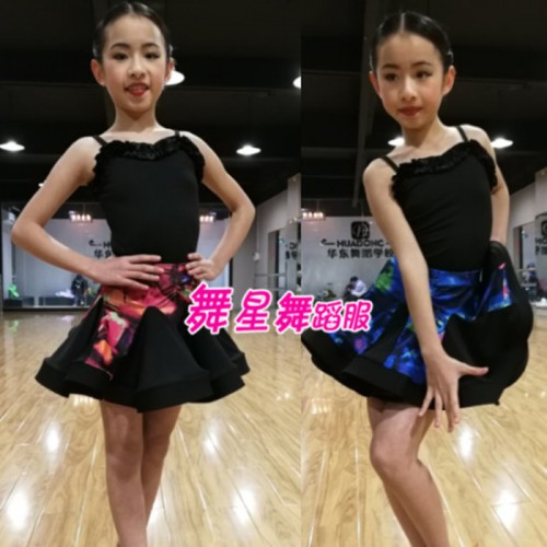 2018春夏季新款舞蹈服女童拉丁练功服表演服儿童吊带分体舞蹈裙子 夏季练功服图2
