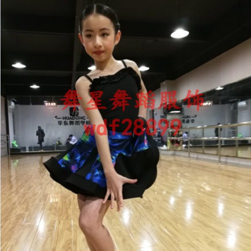 2018春夏季新款舞蹈服女童拉丁练功服表演服儿童吊带分体舞蹈裙子 夏季练功服图4