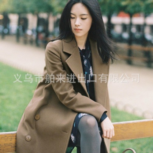 供应爆款2014年春季新款外套 女款毛呢大衣复古风衣外套图1