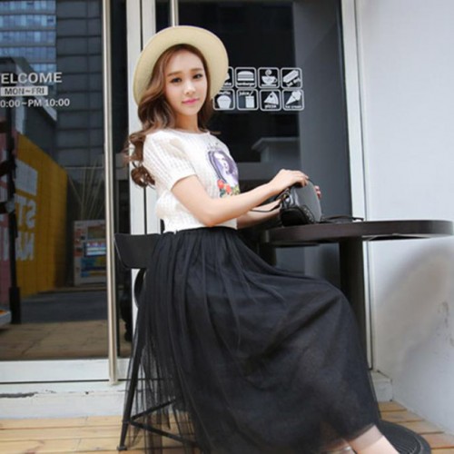 2015夏季新款显瘦半身裙夏森女裙子百搭中裙 网纱伞裙图1