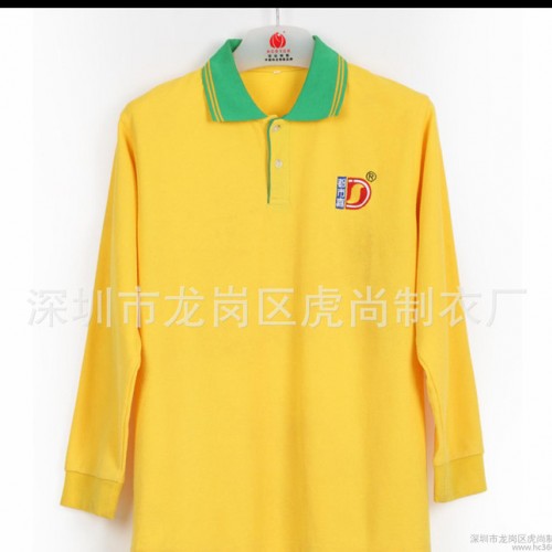 男女空白广告polo衫广告t恤男式长袖体恤纯色翻领polo衫图1