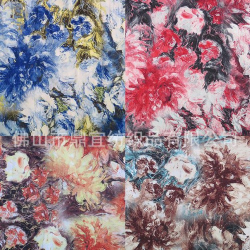 油墨花印花布 时尚女装衬衫裙子印花布 弹力针织印花面料图1