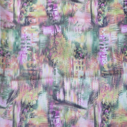 3D效果印花面料 欧根纱印花面料 时尚女装 裙子面料 梭织面图2