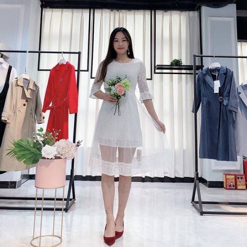 水之恋2019新款韩版休闲时尚修身连衣裙套装风衣外套品牌女装批发 品牌折扣批发走份图2