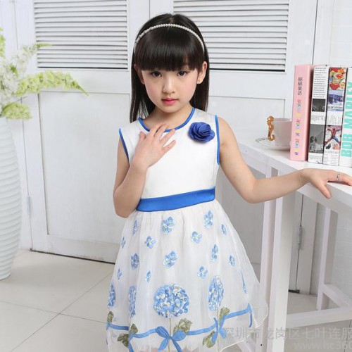 2015新品童装韩版女童绣花连衣裙 中大童连衣裙 儿童裙子图2