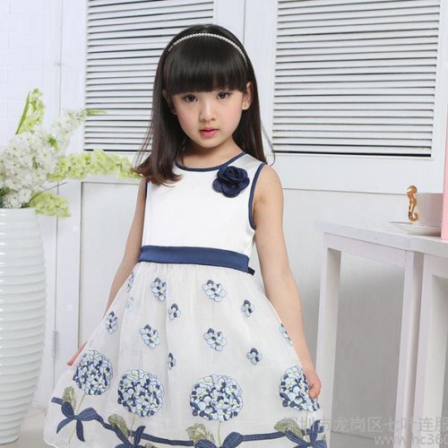 2015新品童装韩版女童绣花连衣裙 中大童连衣裙 儿童裙子图3