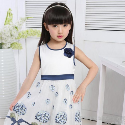 2015新品童装韩版女童绣花连衣裙 中大童连衣裙 儿童裙子图1