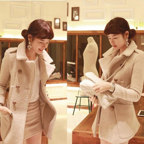 ,2014女冬装外套 韩版呢子翻领修身风衣 毛呢大衣 呢外套1865图1