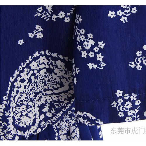 供应2014女装爆款欧美短袖雪纺时尚碎花长裙子连衣裙批发代理图3