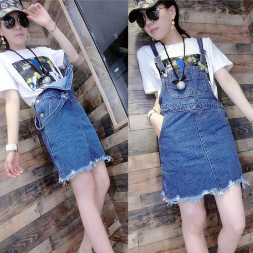 欧洲站2015夏季新款 女装背带牛仔布连衣裙短裙子女潮图3