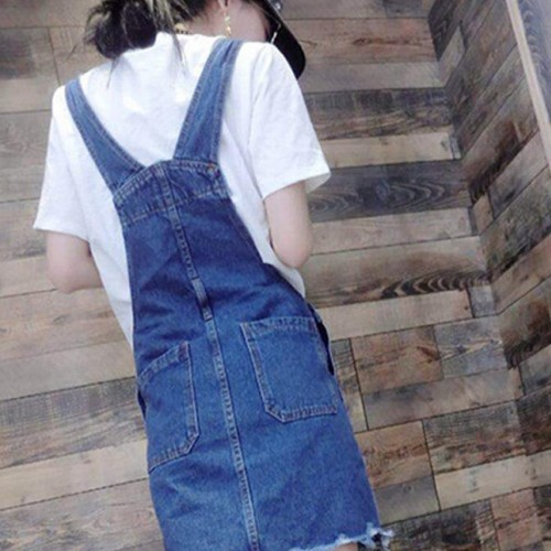 欧洲站2015夏季新款 女装背带牛仔布连衣裙短裙子女潮图2