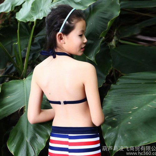 批发儿童泳衣亲子装2015新款分体平角三件套可爱亲子女泳衣552图2