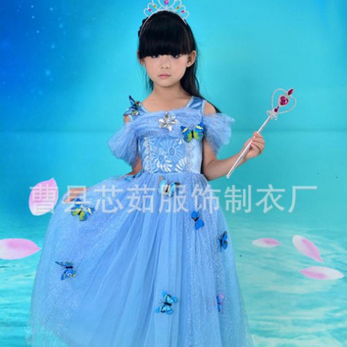 冰雪奇缘艾莎公主裙女儿童婚纱礼服迪士尼灰姑娘同款连衣蓬蓬裙子图3