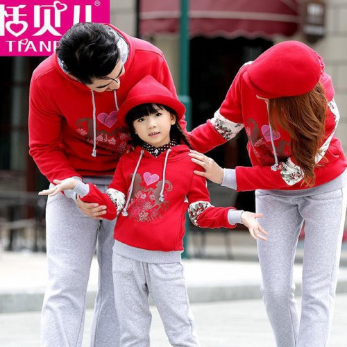 亲子装卫衣秋装2014款新款恬贝儿冬装母女母子三口亲子装秋套图1