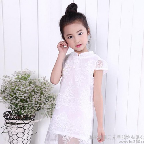 儿童旗袍夏款短袖女童蕾丝连衣裙中大童唐装中式女孩裙子童装潮款图3
