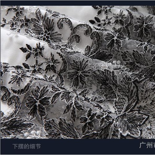 呛口小辣椒同款新款夏装时尚欧根纱女装刺绣蕾丝连衣裙女夏短裙子图3