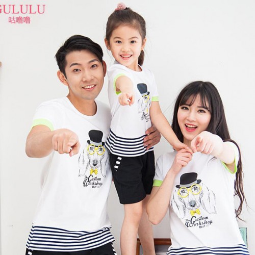 2015夏装新款亲子装 家庭装母子装母女装B703小狗图1