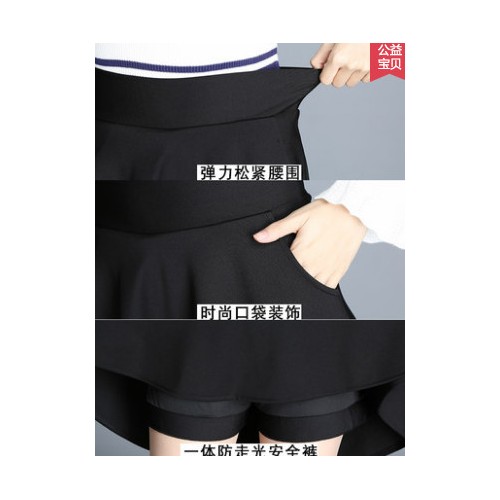 短裙女春秋2019新款高腰大码半身裙a字裙百褶适合胯大腿粗的裙子图2