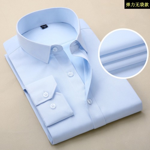 弹力长袖职业衬衫男 宝蓝男式高定新郎礼服定制白衬衣 工装衬衫定做logo 会议庆典批发英伦衬衣图5