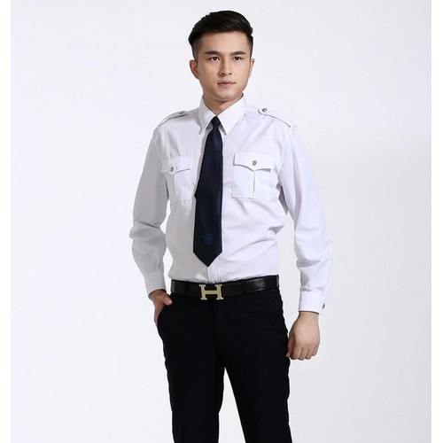 保安服白色长袖衬衫郑州夏季新式保安灰色衬衣制服男安保物业春秋帅气制服图4