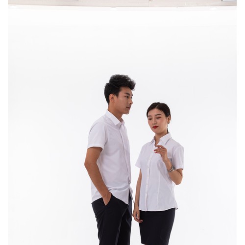 绣女织梦夏季短袖女商务办公衬衣 2020年新款短袖修身女短袖衬衫 夏款白色条纹短袖办公衬衣图4