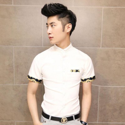 夏季新款衬衫 中国风格男士短袖衬衫 修身男式短袖休闲衬衫
