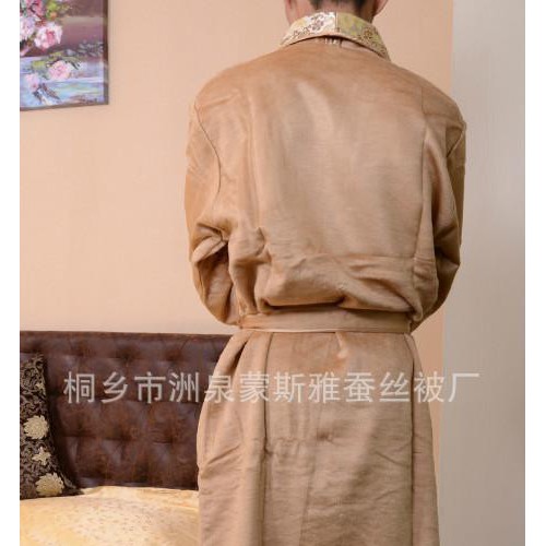 蒙斯雅 2013 新款 100%蚕丝  蚕丝睡袍 棕色 男士（大中小）