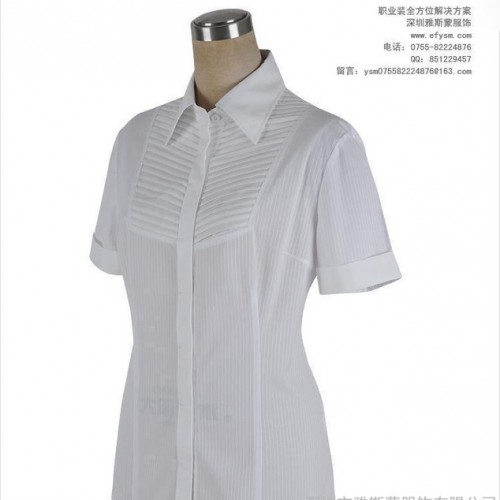 直销新款褶皱OL女士衬衫 短袖衬衫 专业定做图1