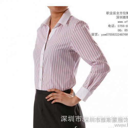 新款挺括条纹衬衫套装 时尚修身女衬衫 专业定做衬衫 职业装图2