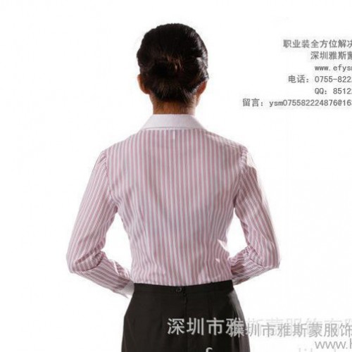 新款挺括条纹衬衫套装 时尚修身女衬衫 专业定做衬衫 职业装图1