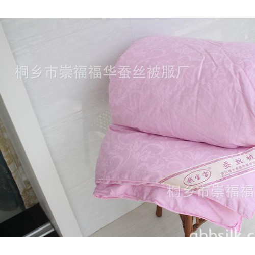 桐乡蚕丝被厂家批发 净3斤100桑蚕丝春秋被 全棉贡缎提花被子直销图1