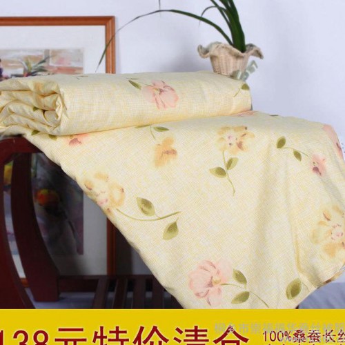 桐乡蚕丝被厂家 手工100天然蚕丝空调被夏凉被 全棉被芯 批发直销图1