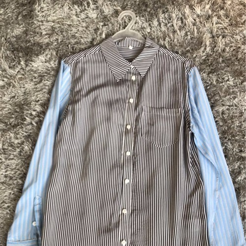 真丝衬衫条纹款拼接 桑蚕丝图2