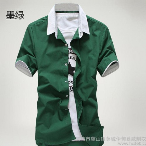企业衬衫定做刺绣logo白色短袖工装衬衫衬衣印字绣花修身半袖图1