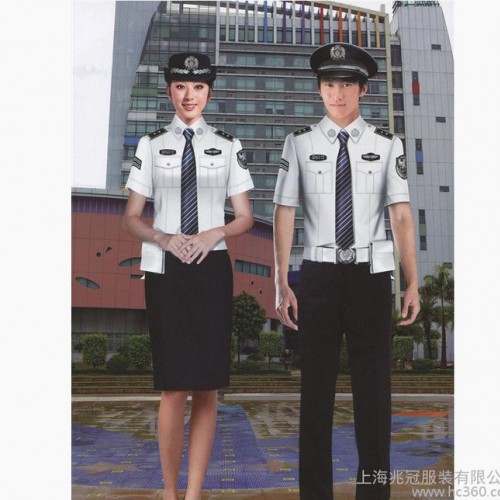 新款保安衬衫 春秋季保安短袖衬衫物业保安衬衫 细斜纹保安制服图1