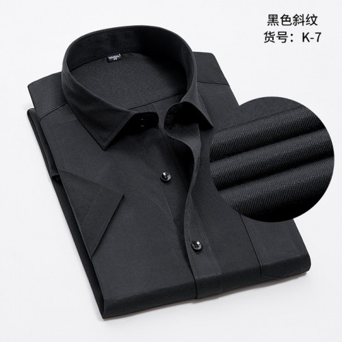 2020**夏季薄款短袖衬衣男士衬衫男式衬衫免烫抗皱条纹衬衫商务职业衬衫正装图5