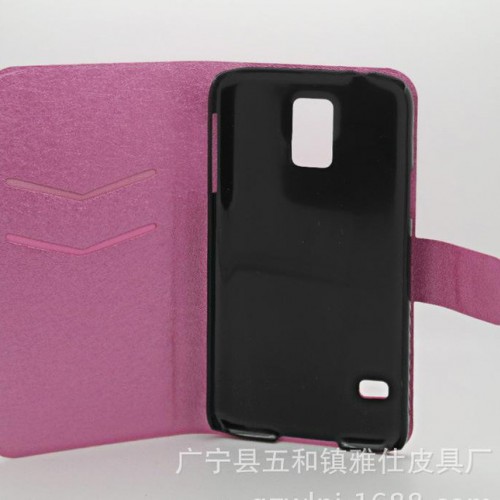 【现货】 S5 蚕丝纹电压边左右开插卡支架折叠i9600翻盖图2