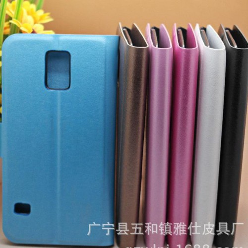 【现货】 S5 蚕丝纹电压边左右开插卡支架折叠i9600翻盖图3