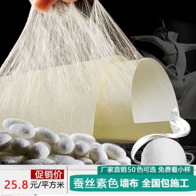 现代简约纯色高端卧室蚕丝无缝墙布客厅电视背景墙纸素色壁布壁纸 蚕丝墙布