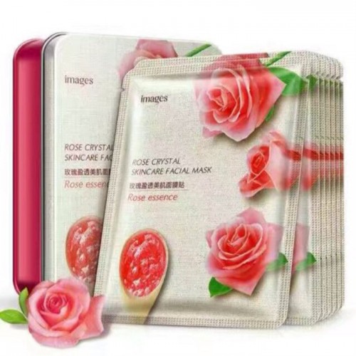 形象美玫瑰盈透美肌面膜贴7片/盒铁盒子装超薄蚕丝嫩白补水面膜图2