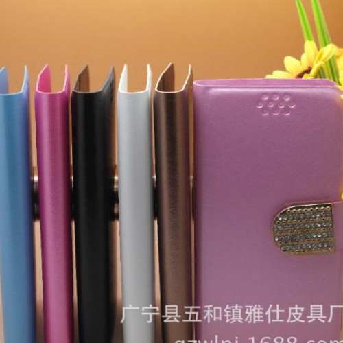 蚕丝纹旋转夹子iphone 6插卡水钻左右开皮套免打孔通图3