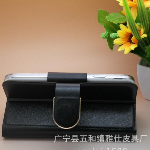 蚕丝纹旋转夹子iphone 6插卡水钻左右开皮套免打孔通图1