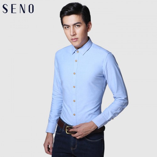 seno男士商务衬衫秋新款磨毛保暖衬衫商务时尚修身长袖衬衫                京雍特惠 品牌折扣图3