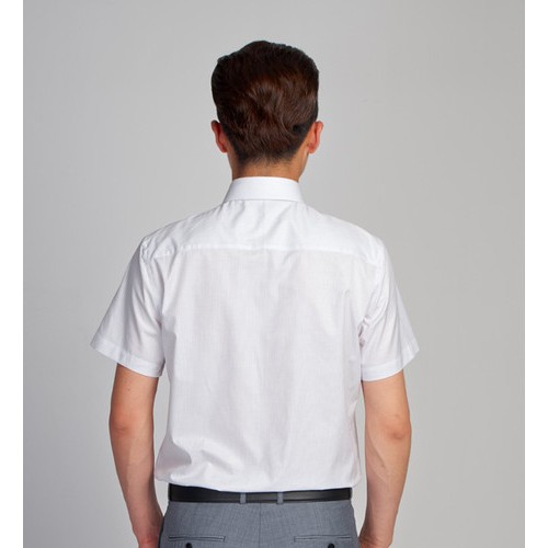拉雅网-白色紫条纹纯棉短袖尖领衬衫定做-男半袖定制男式衬衫