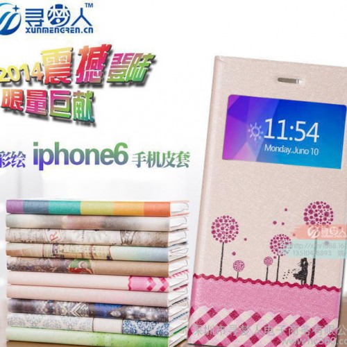 苹果6手机皮套卡通彩绘 iphone6手机保护壳新款蚕丝纹图3