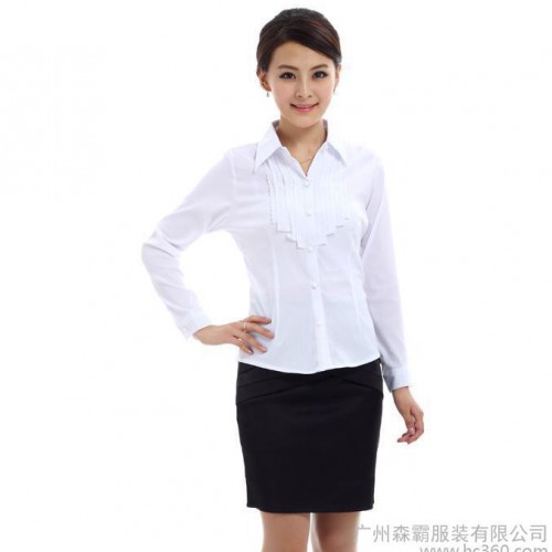 供应白衬衫女长袖2014新款春装女士衬衫韩版职业工作服衬衣大码工装潮图1