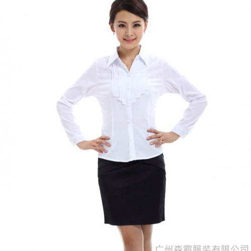 供应白衬衫女长袖2014新款春装女士衬衫韩版职业工作服衬衣大码工装潮图2