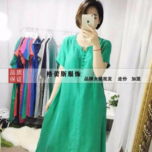 广西服饰批发欧美系列真丝拼铜氨丝连衣裙系列大码100%高端桑蚕丝图8
