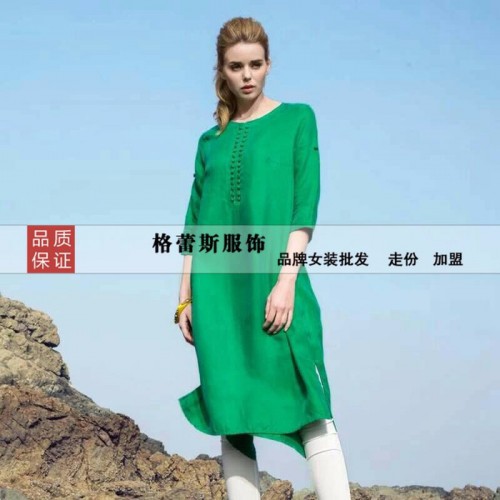 广西服饰批发欧美系列真丝拼铜氨丝连衣裙系列大码100%高端桑蚕丝图4