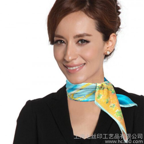 冬季 七丝印 真丝 小方巾 喷绘 时尚款 类蚕丝春秋女围巾丝巾学生图1